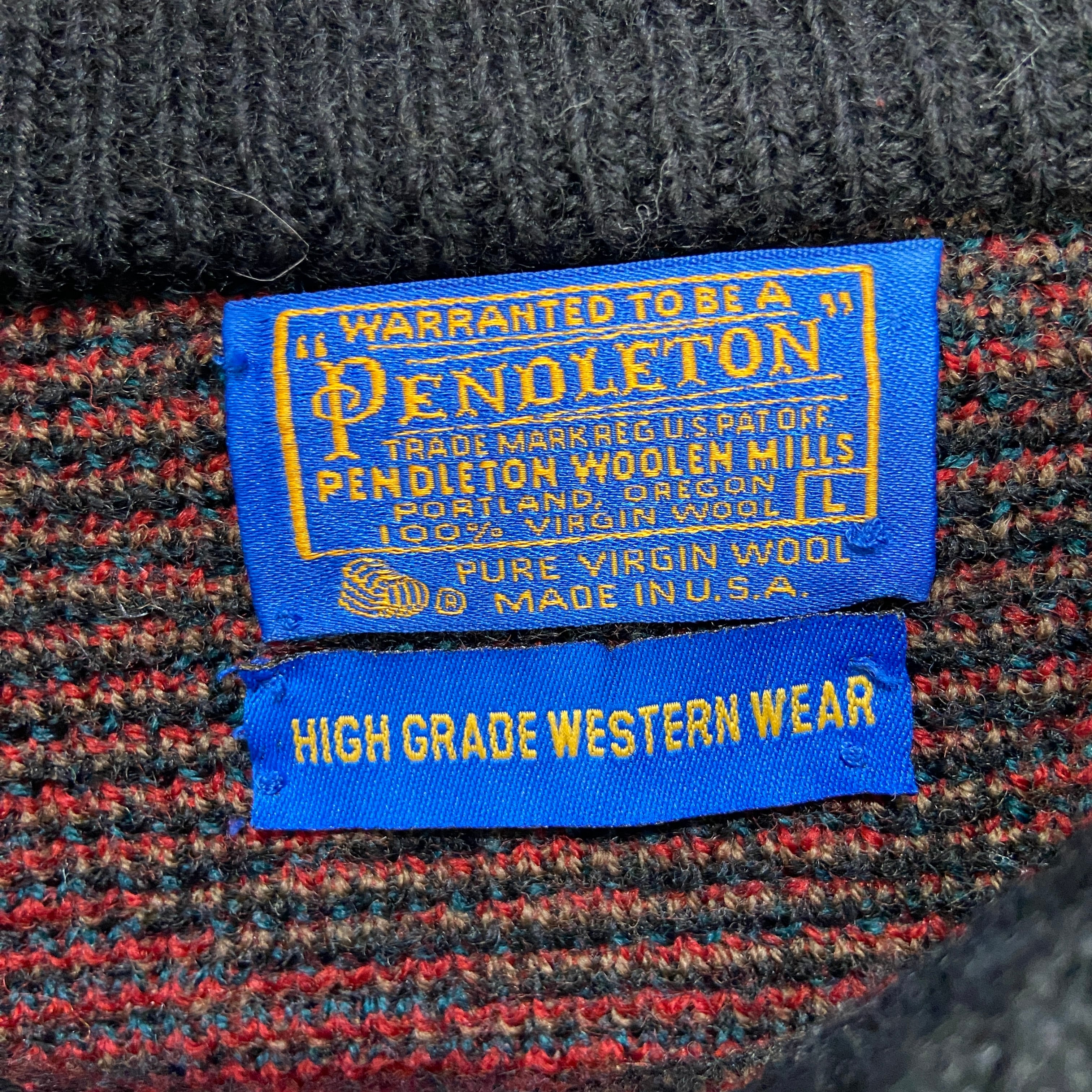70s USA製 PENDLETON ネイティブ柄セーター 総柄ニット 黒 L 70s USA製 PENDLETON ネイティブ柄セーター 総柄ニット 黒 L