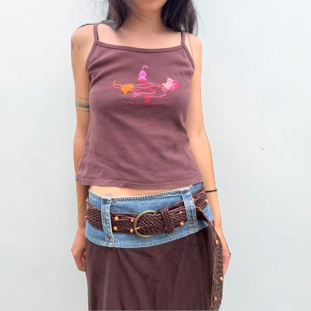 【LADIES】Y2K Patchwork Mesh Top - Fit S-M
