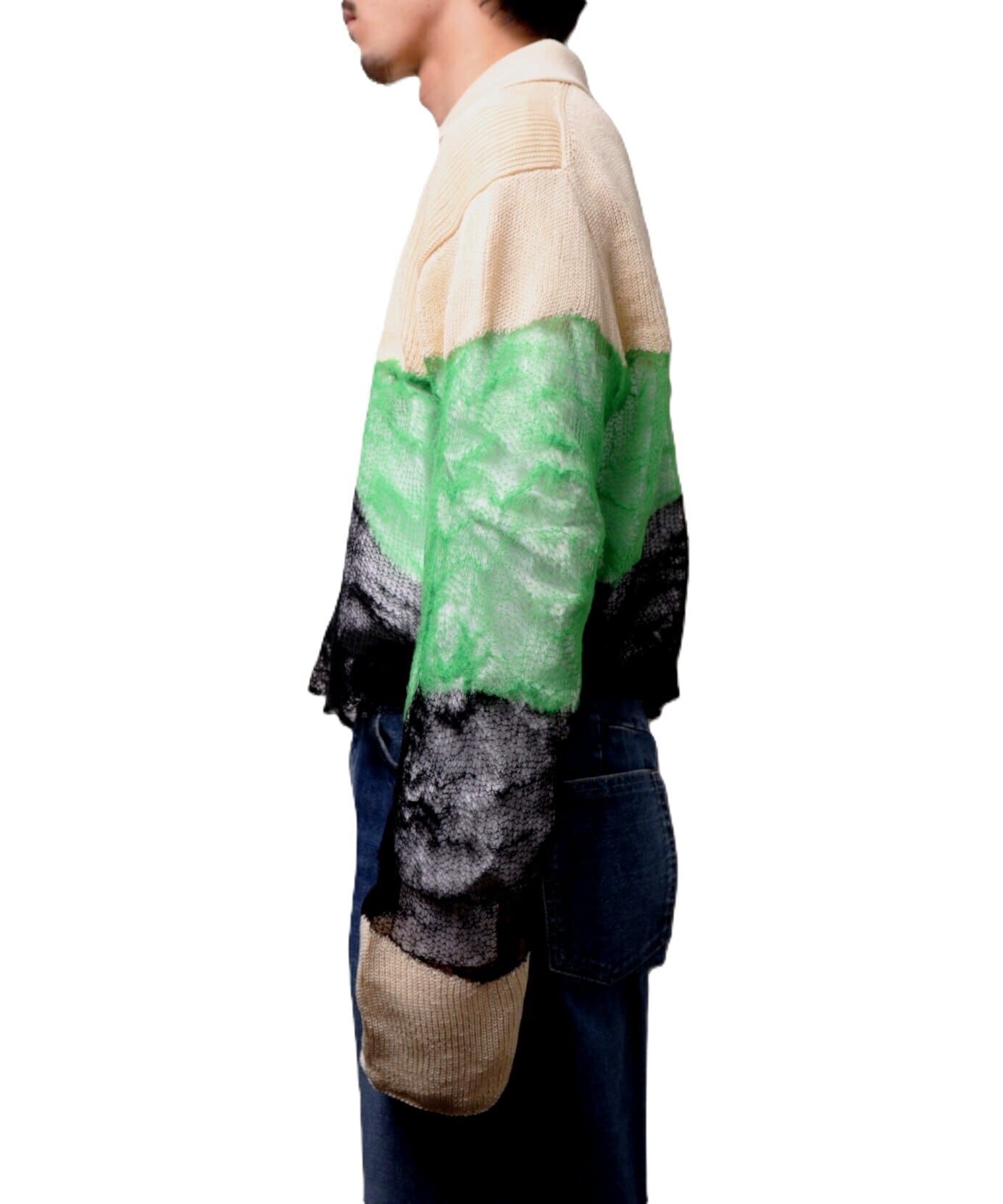 Kota Gushiken / KGSS26-K10 SOLID & FLUID ZIP-UP KNIT (CREAM