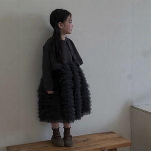 秋エレガントカーディガン＆チュールスカートセット