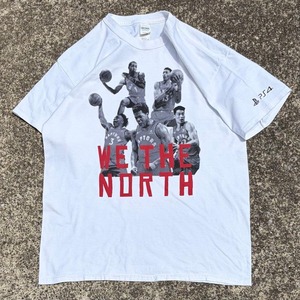 【Lサイズ】NBA トロント ラプターズ 袖 PS4 スポンサー入り 古着 白 Tシャツ
