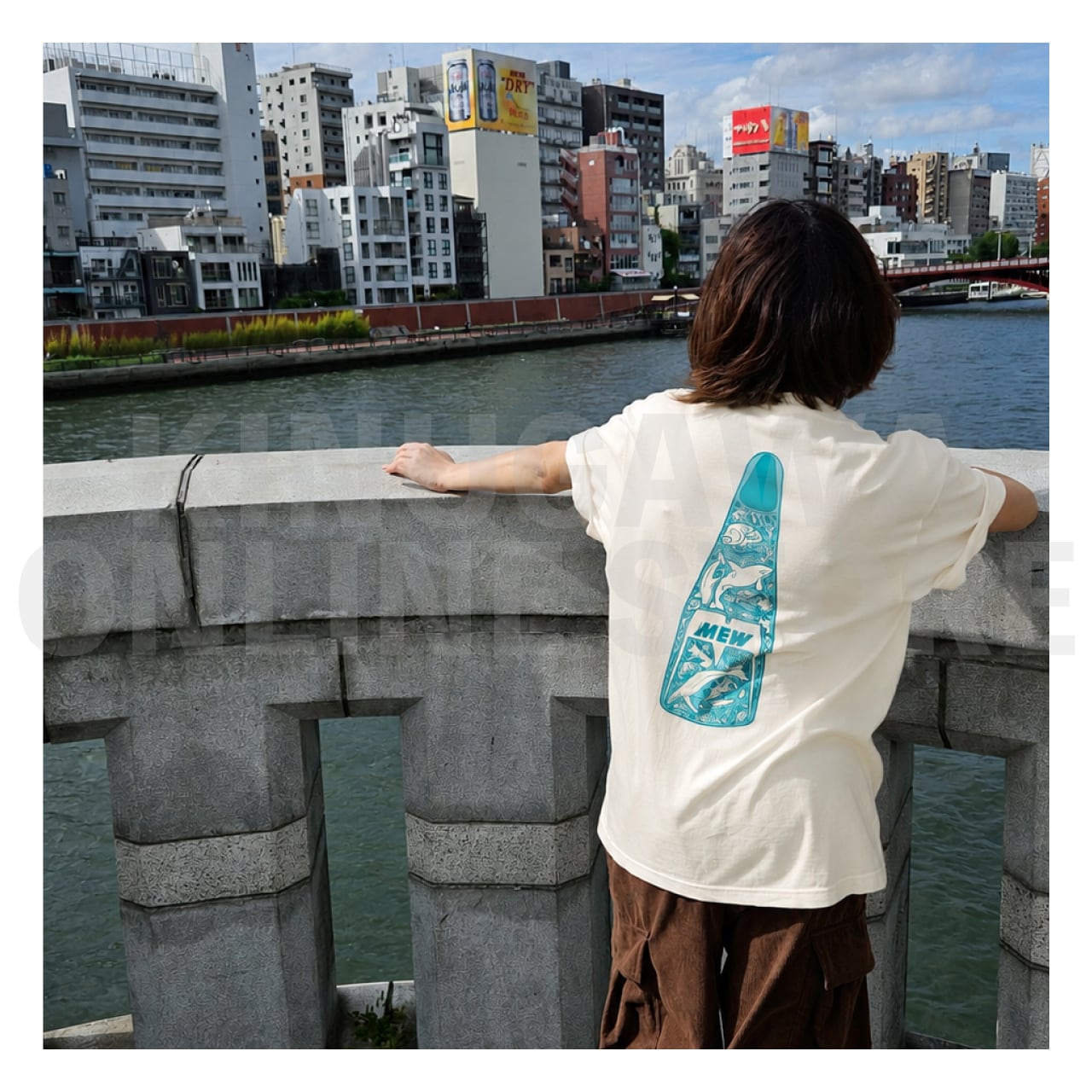 【OnlineStore限定】Fin Artist YURIE × GULL コラボTシャツ ″ ターコイズ ”