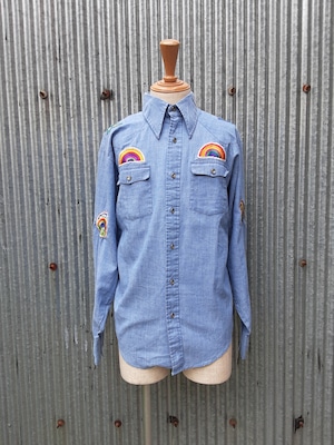 70's "VAUGHN" Vintage denim chambray shirt / 70年代 "VAUGHN" ヴィンテージ デニムシャンブレーシャツ