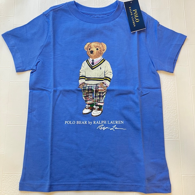 100/110/120cm 半袖　水色　格子パンツベア　Tシャツ　ラルフローレン