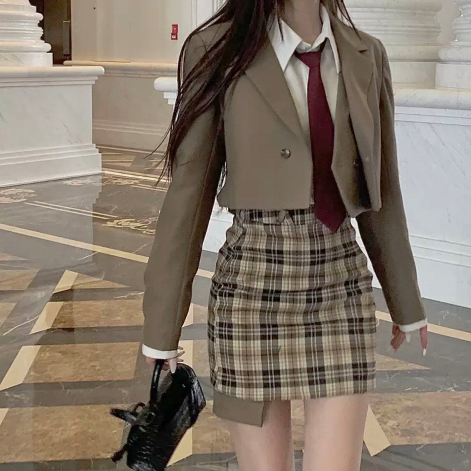 M294-3 コスプレ　女子高生　制服　M スカート　チェック制服ディズニー