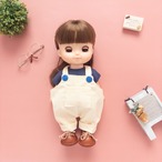 【２点セット】トレーナーサロペット服（白紺T）メルちゃんソランちゃん