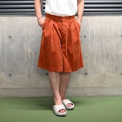 INTERIM / WIDE COTTON SUMMER CORDUROY DEADSTOCK FABRIC 2TUCK BUTTON SHORTS
