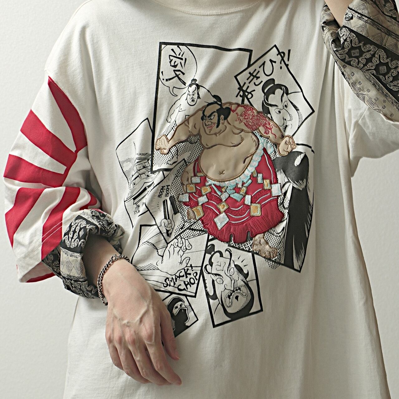 "未加工 青い?!" Japanese sumo rikishi T-shirt used