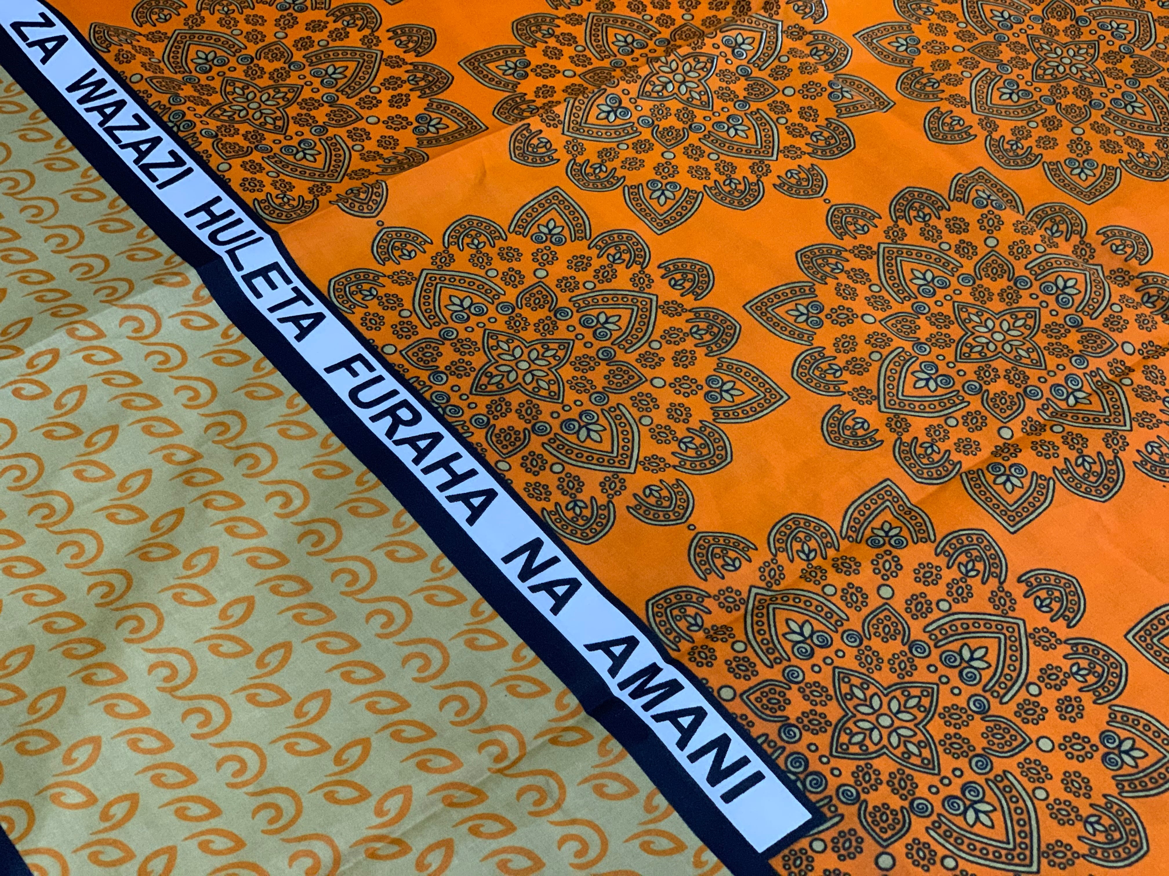 カンガ布  ファブリック（オレンジ）