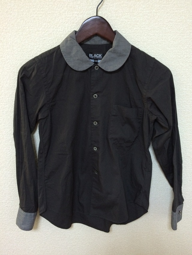 美品ブラックコムデギャルソン/丸襟クレリックシャツ/XXS/AD2012