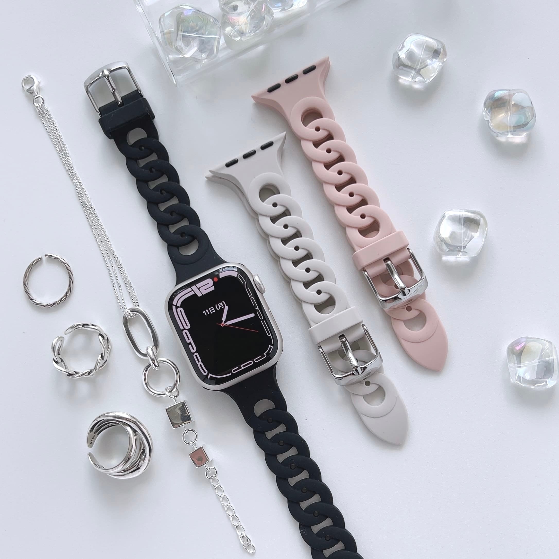 Apple watch シリコンバンド 38 40 41mm ベルト m2g - 時計