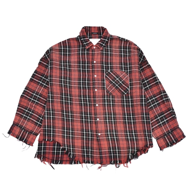 【R13】L/S BOXY WORKSHIRT(RED/BLACK)