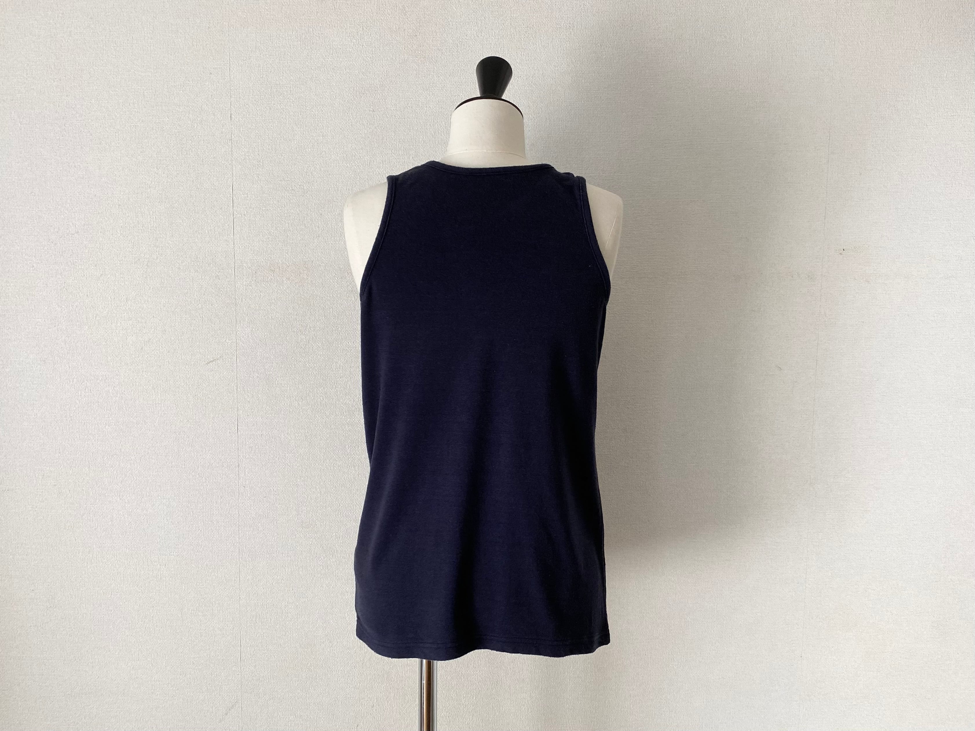 26SS 新品 MITTAN 強撚絹紬糸tanktop 2 MITTAN 強撚絹紬糸タンクトップ 濃紺 T-46 ユニセックス | Herios