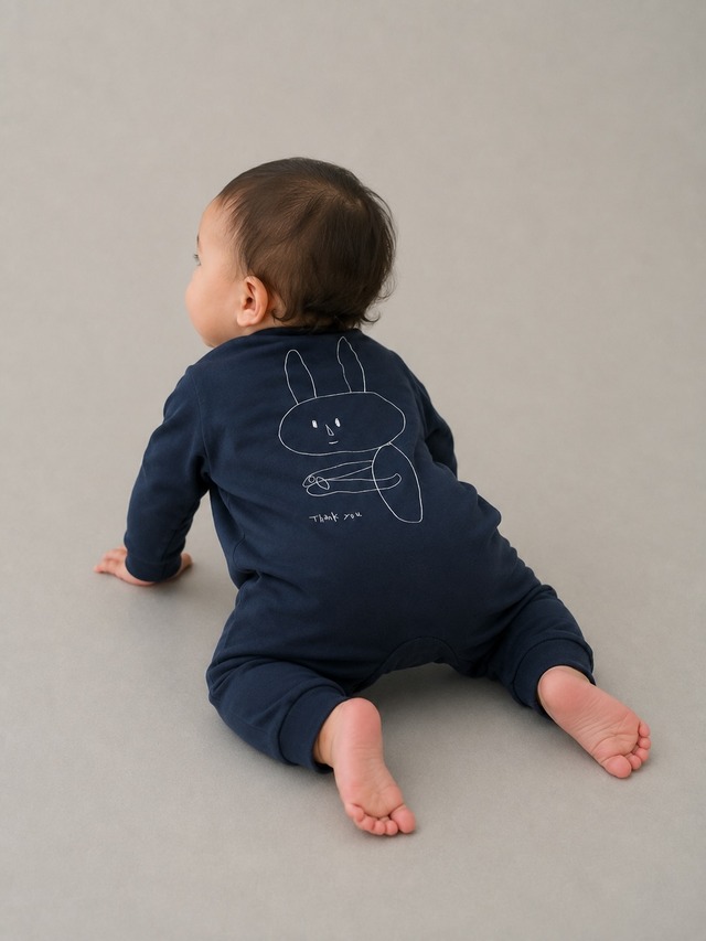 〈 mina perhonen 26AW 〉 please, thank you “ロンパース” / AEA8541P / navy