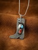 【Vintage】1950's Navajo Silver Western Boot Necklace/Turquoise&Coral