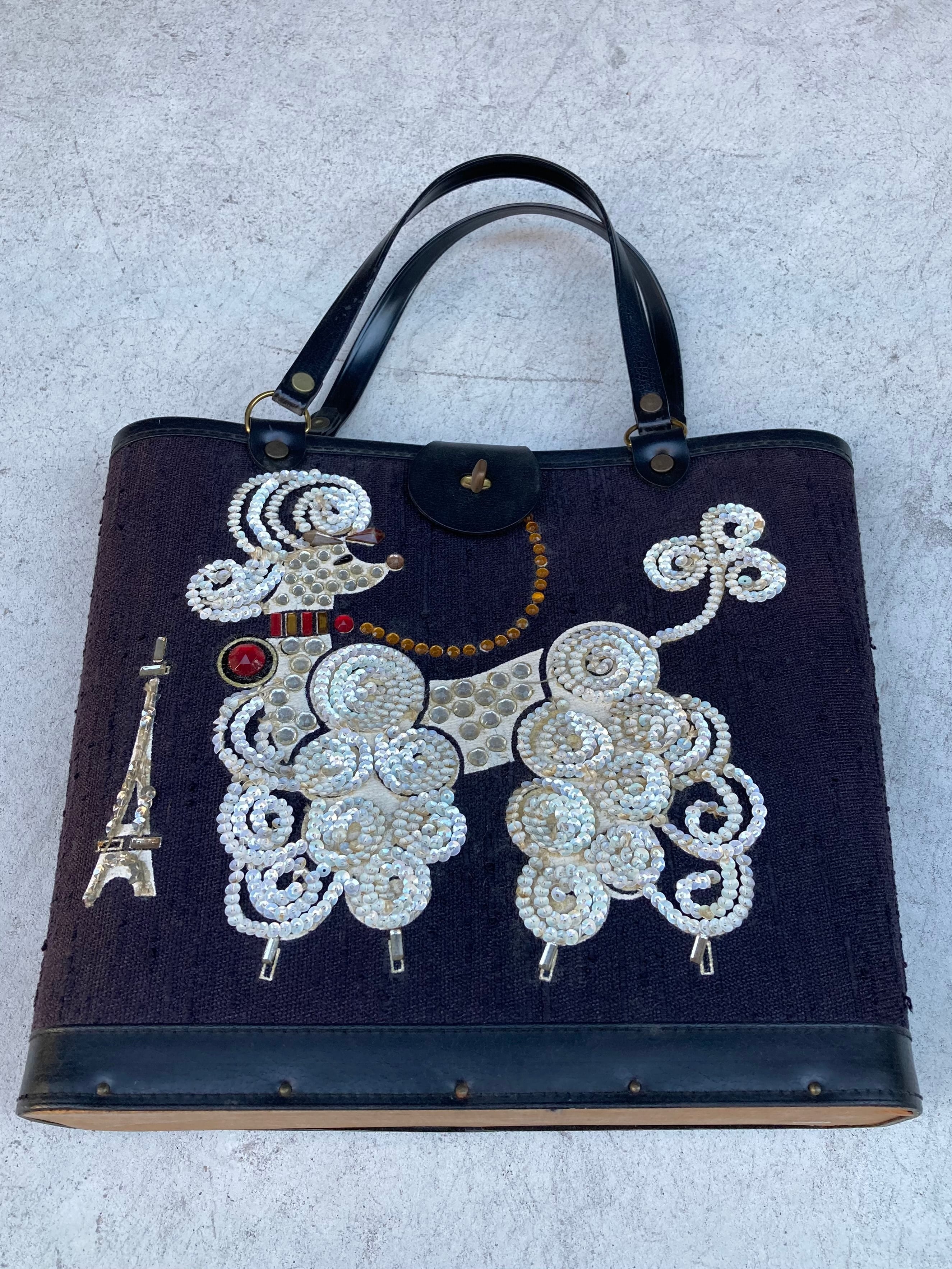 1950s Poodle & Eiffel Tower  BEADS BAG