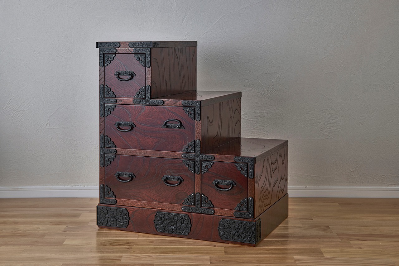 階段箪笥 時代箪笥 小箪笥 ミニ箪笥 レトロ 木製 ケヤキ 欅 無垢 インテリア