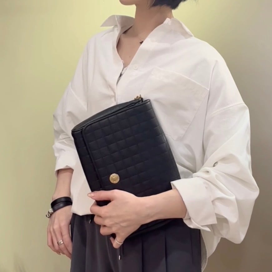 CELINE】 セリーヌ 本革レザーマトラッセ キルティング チェーン