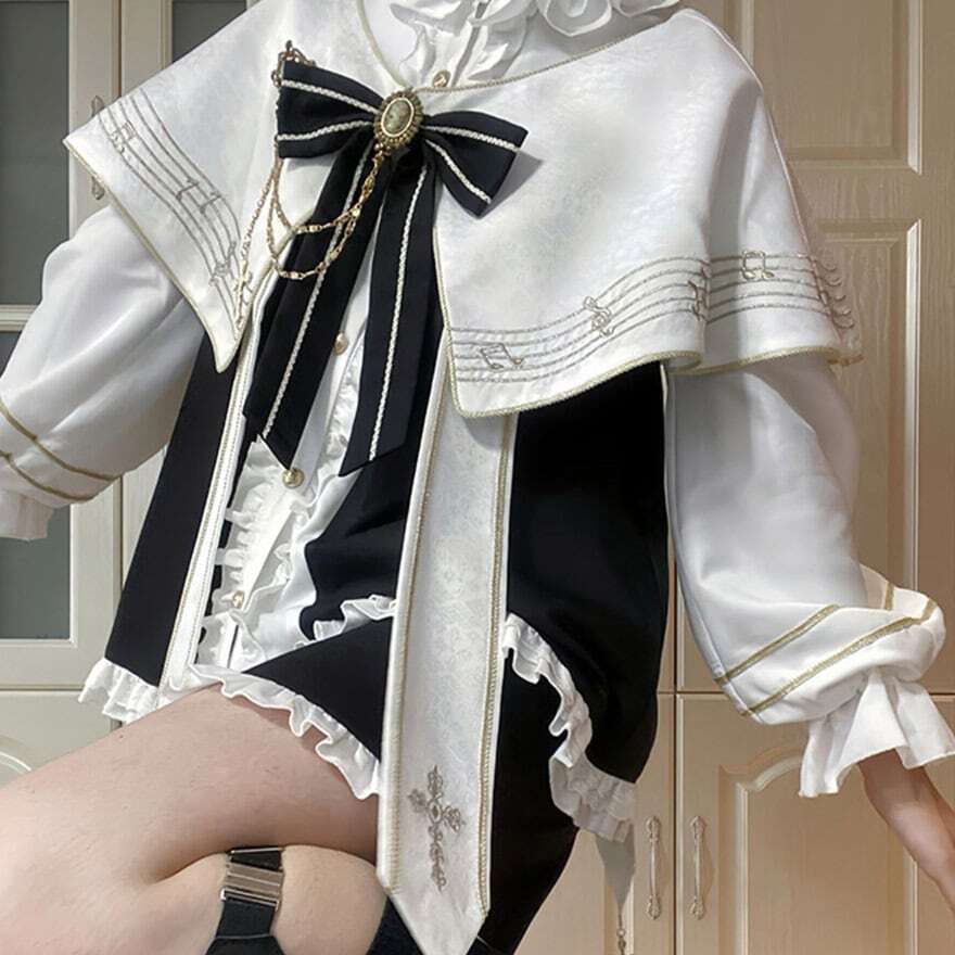 王子系ロリィタ セットアップ トップス×ショートパンツ×帽子 黒｜WithU