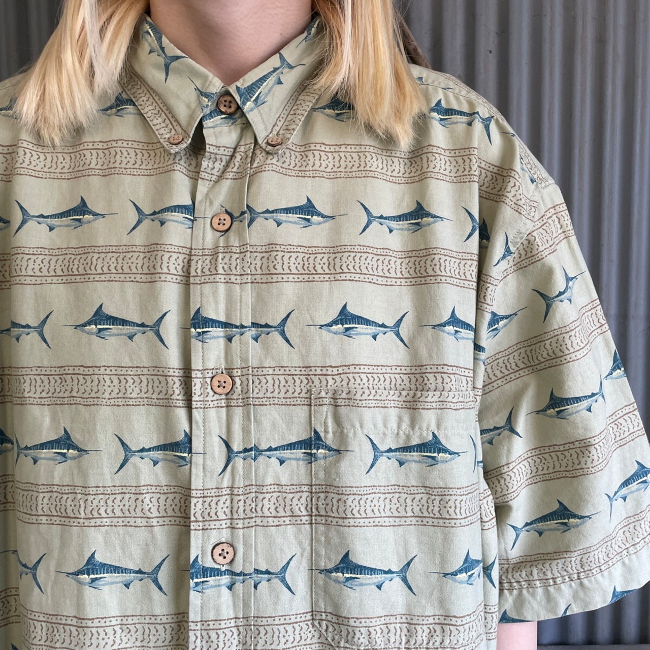 WOOLRICH ウールリッチ 半袖 コットン フィッシング 総柄シャツ メンズ 