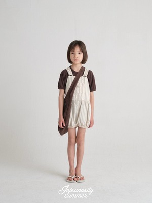 【jejeunosity】ブルームベリーオーバーオール25SM サロペット ベージュストライプ 80〜110cm