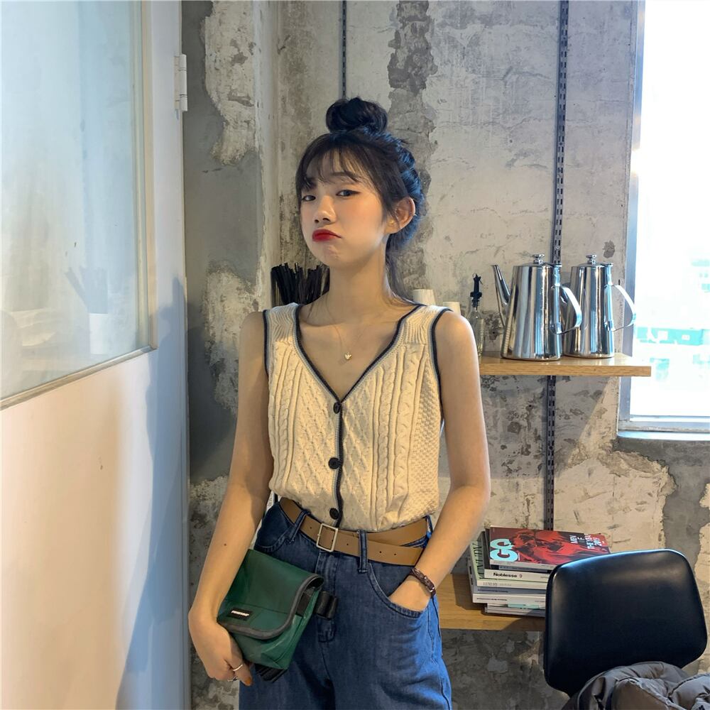 TAN テープドガムショートトップス ベスト ニット TAN（タン）の「【TAN】 テープドガムショートトップス TAPED GUM