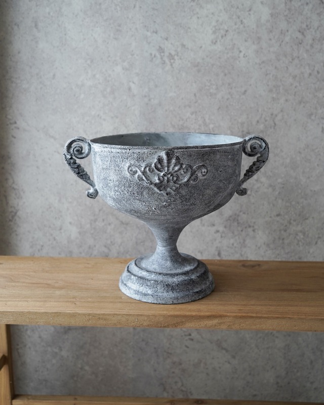 【ブリキ植木鉢】アンティークハンドルカップ　φ25cm(34cm)