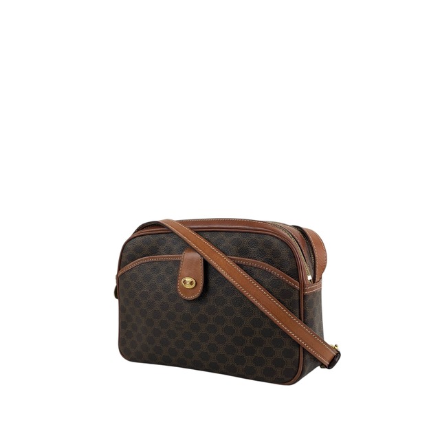 CELINE セリーヌ マカダム ショルダーバッグ ブラウン ブラゾン PVC レザー vintage ヴィンテージ オールド 26ppnb