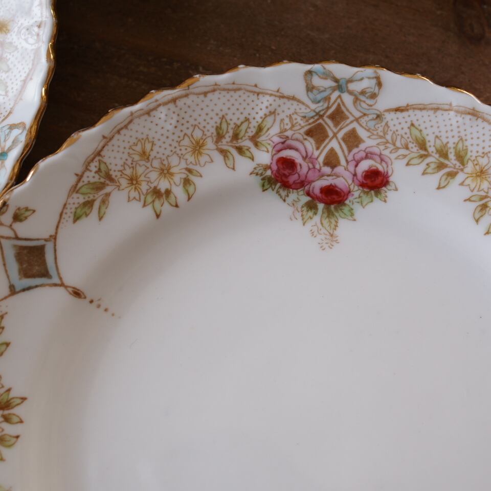 英国サミュエルラドフォードCassina プレート2枚 アンティーク薔薇柄