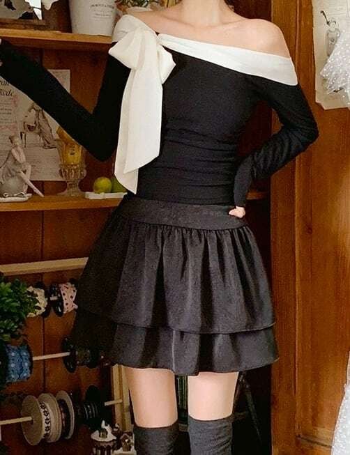 きらじまぴんく スリムオフショルリボントップス | maison de priére