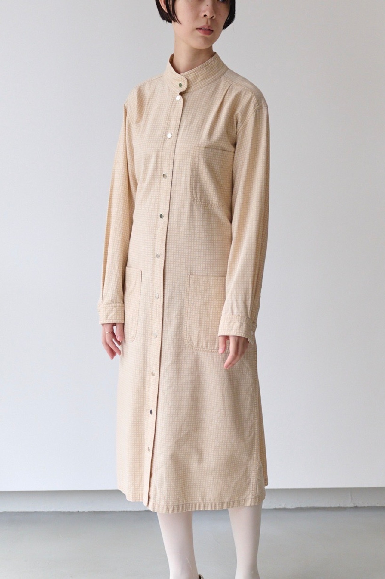 Vuokko geometric mini check belted shirt dress