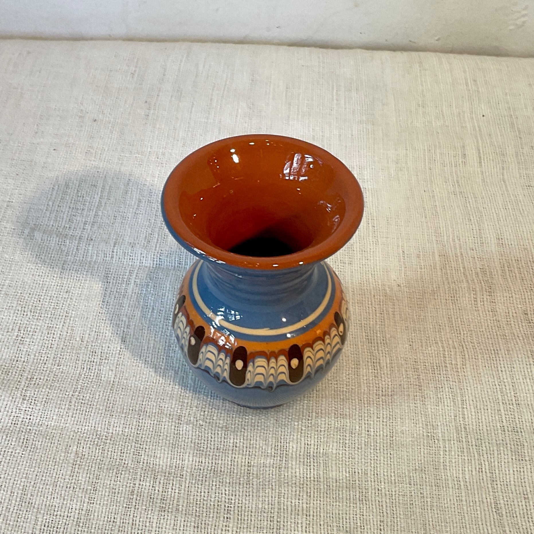 ブルガリア陶器】トロヤン陶器のミニベース（青・緑・黄） | 照明