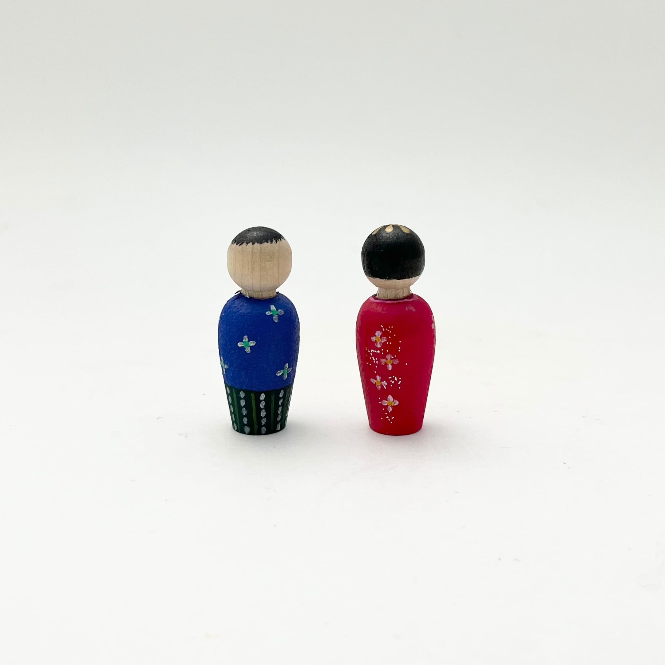 ミニ雛こけしペア(春色のケース入り)描彩/笹原綾工人