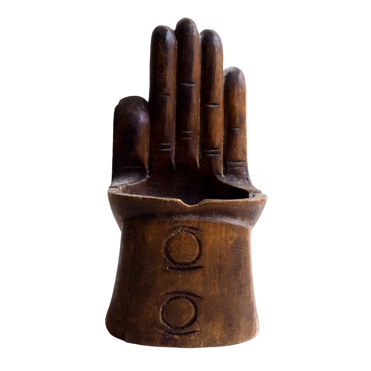 Wooden hand-shaped ashtray