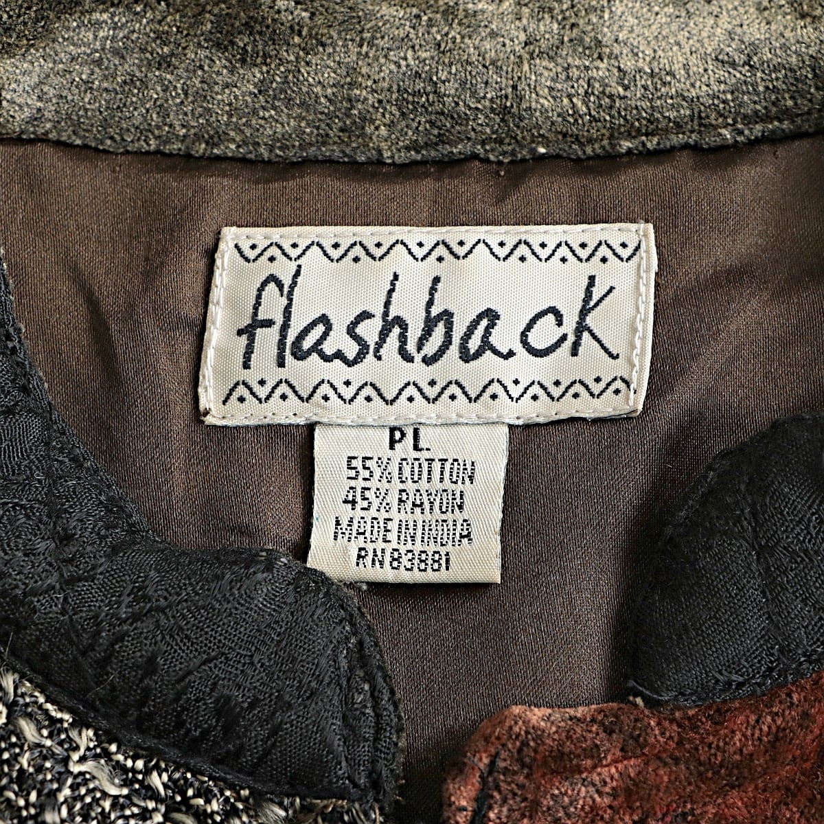 flashback ベロア 織り柄 パッチワーク ”beads＆embroidery” チャイナ 