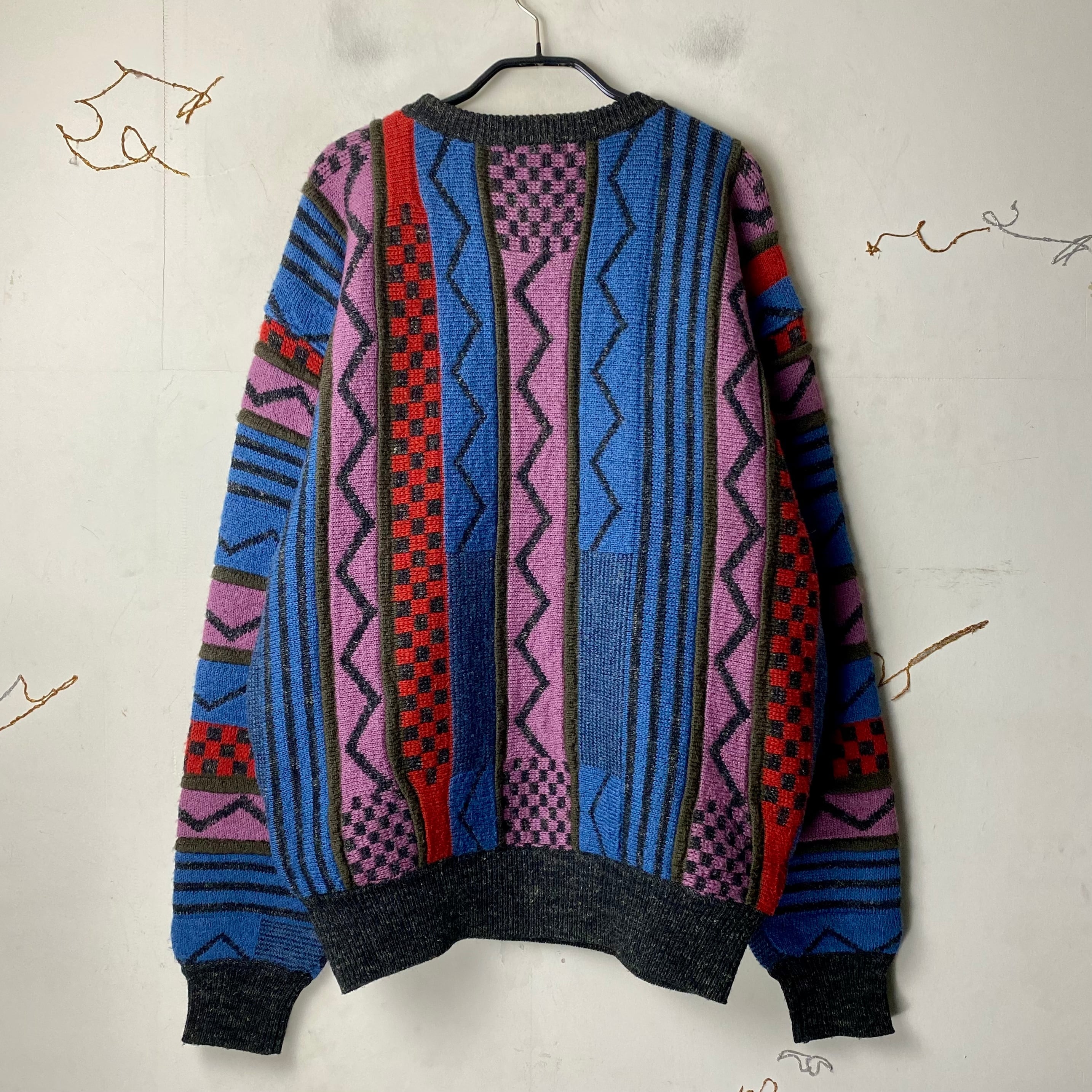 vintage ISSEY MIYAKE multicolor & pattern knit sweater | NOIR ONLINE