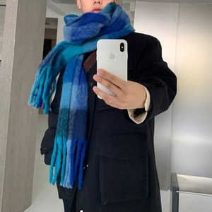 ビッグカラーチェック柄マフラー　1071