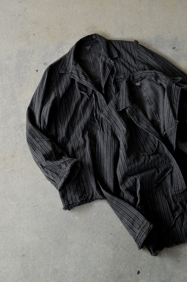 VENTITANK PROJECT Bulgarian Army 1950's-60's Dead Stock Custom Remade & Dyed Sumi Kuro Sleeping Shirt Jacket Type Black ブルガリア軍 スリーピングシャツ ジャケット 50s 黒染め