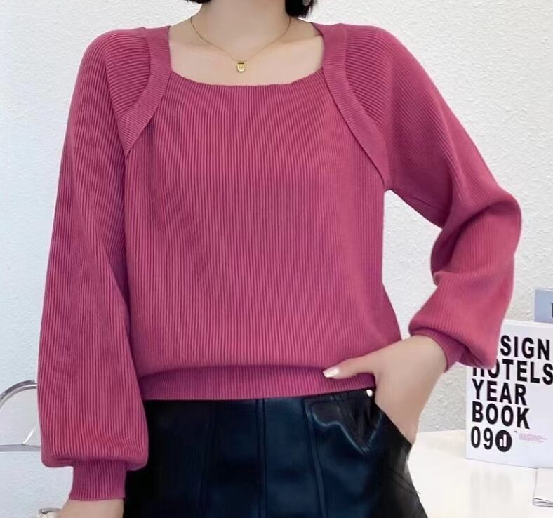 スクエアカット リブニットトップス AJ1080-6289