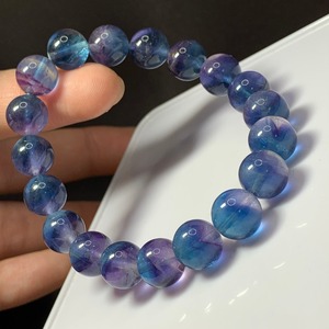 4.ブルーメインの色合い♪グラデーションフローライトブレスレット