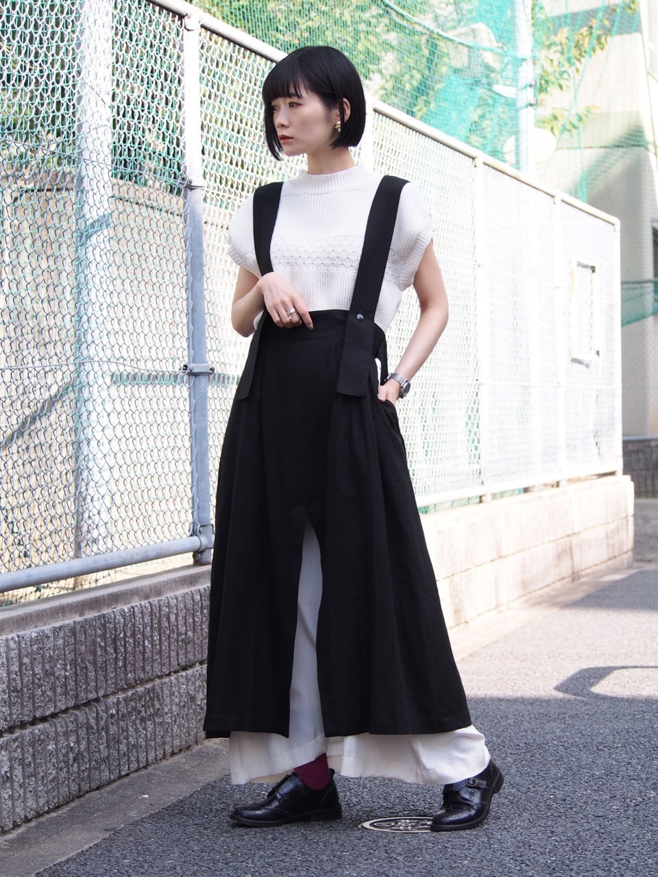 YUKI SHIMANE Side knit line Pants Navy-