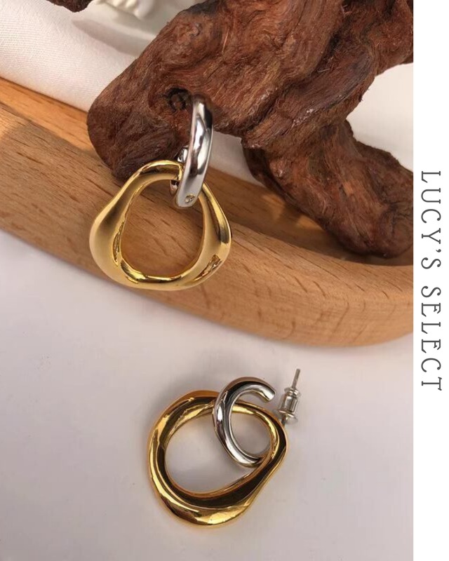 Glossy two-tone 2-Way earrings　A1244