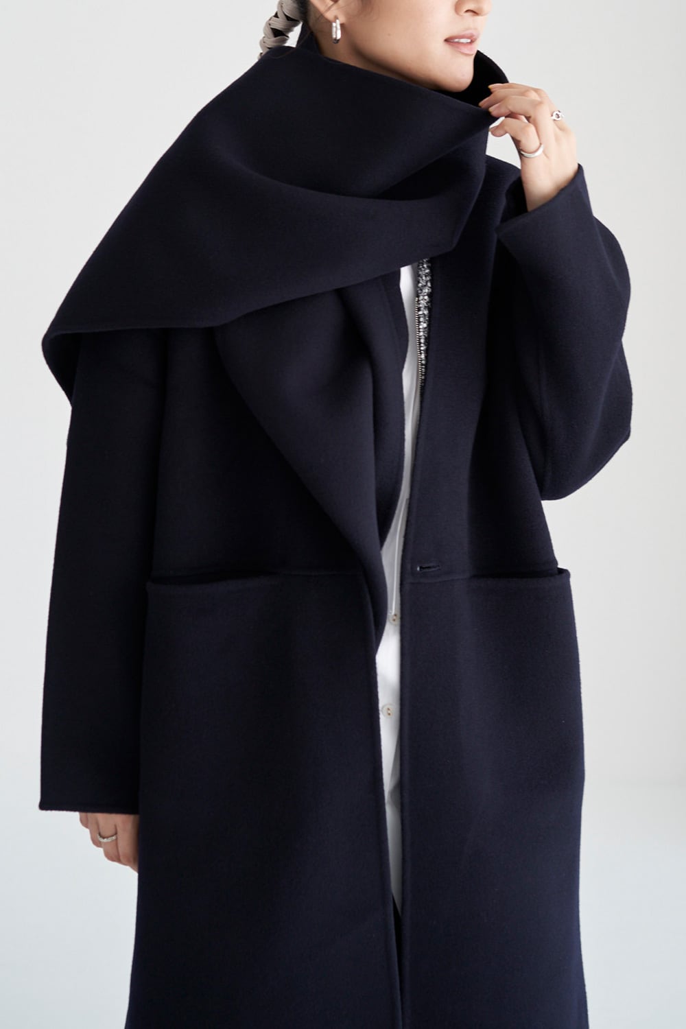残りわずか Wool River Tailored Coat - Dark Navy | seven dot