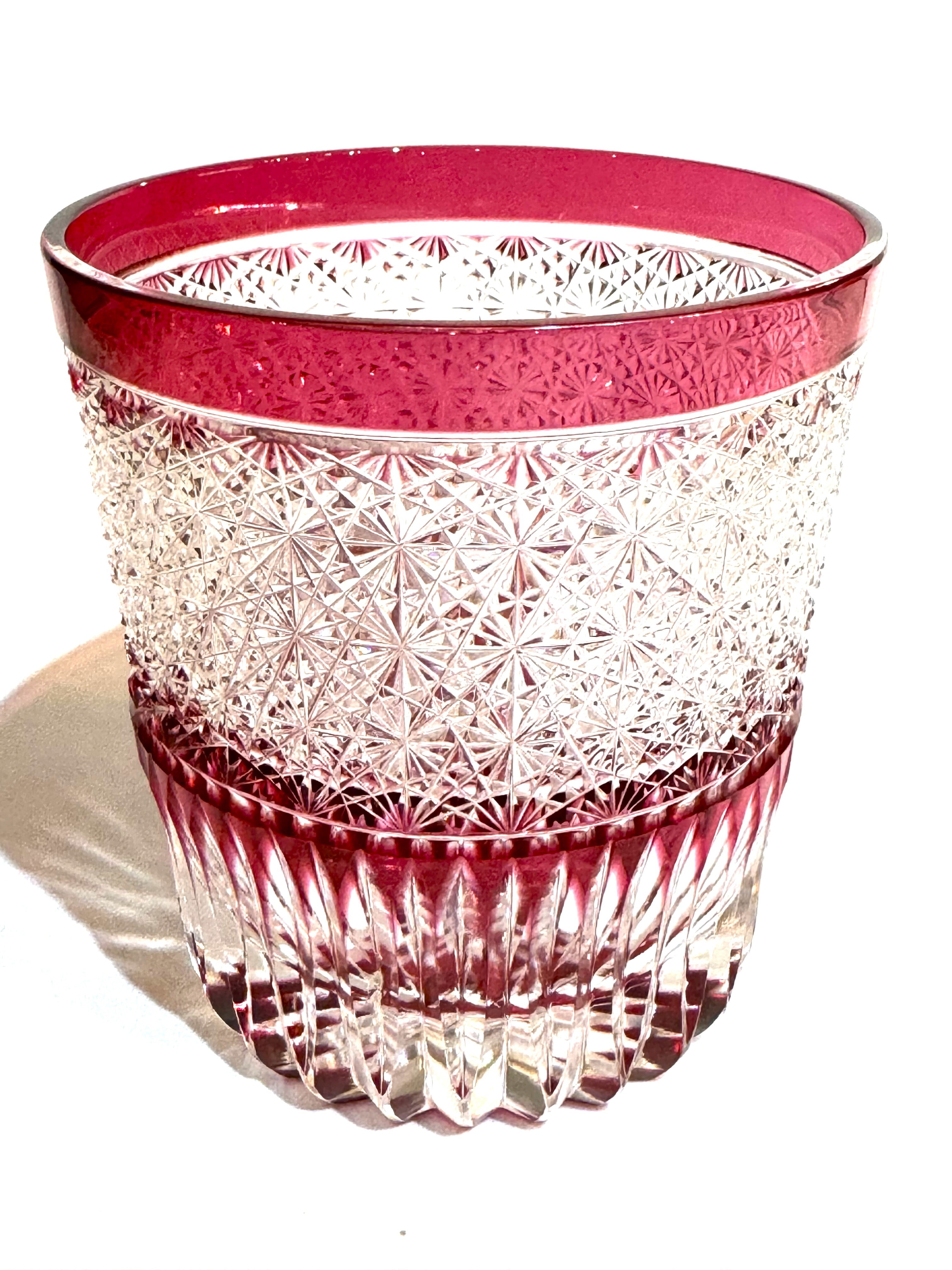 クリスタルロックグラス 光 金赤 | 江戸切子の製造 門脇硝子加工所