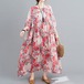 ワンピース 花柄ワンピース ラウンドネック ロング丈 マキシ丈 レディース 五分袖 半袖 花柄 ロング ゆったり マキシワンピ ロングワンピ 30代 40代 旅行 花柄 レディース 大きいサイズ