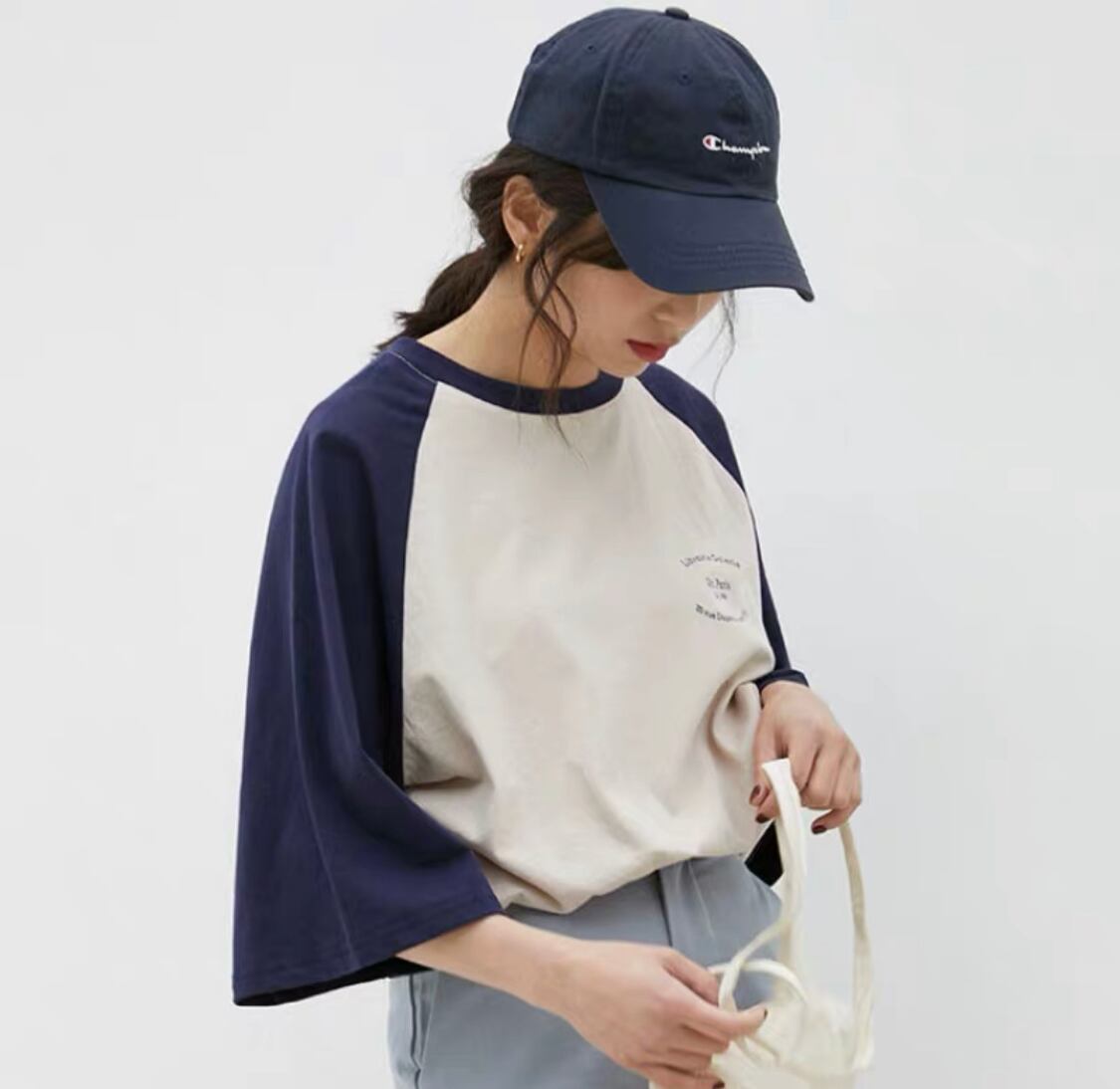 カジュアルコーデに ラグラン Tシャツ ゆるカワ カジュアル シンプル Tsumugustore