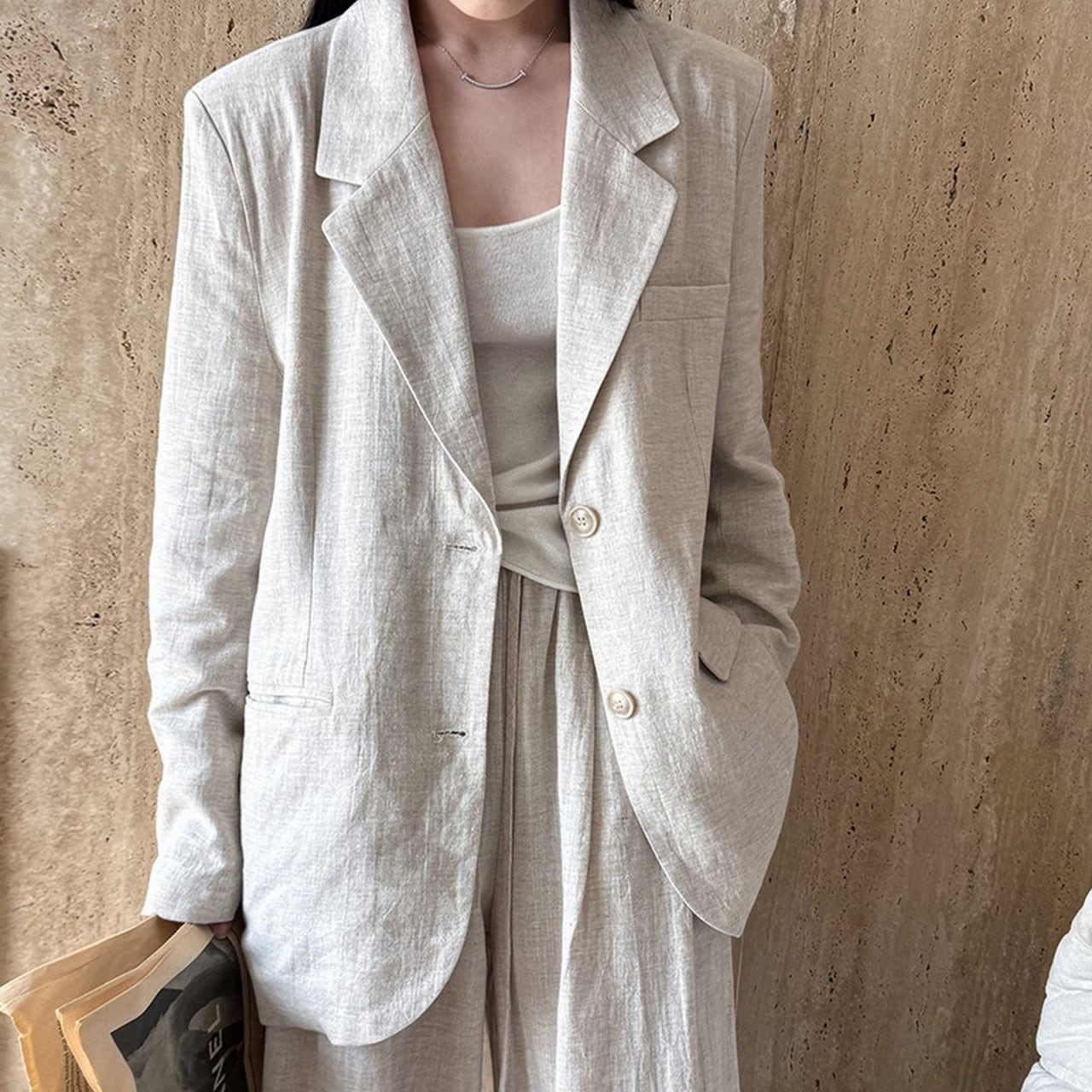 リネンブレンドノッチドラペルテーラードジャケット A01710