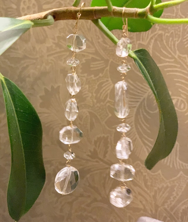 Crystal Quartz Earrings 14KGF