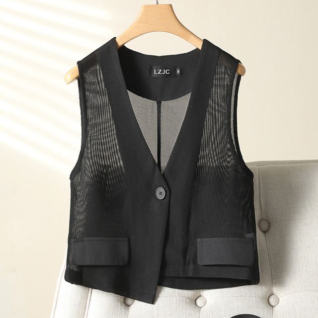 Asymmetrical Mesh Vest 01323