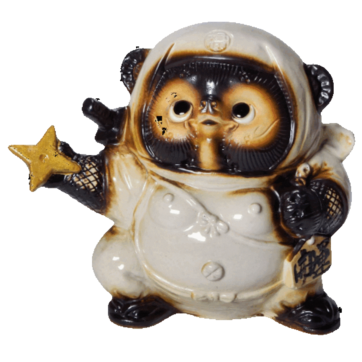 忍者狸くの一 白 5号 （手裏剣） （忍者たぬき・忍者狸・置物・たぬき